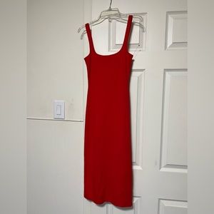 Red Strapped Midi Dress